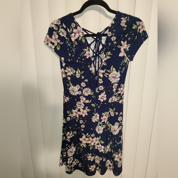 Aeropostale Navy Blue Floral Mini Dress Size Medium - Picture 2 of 4
